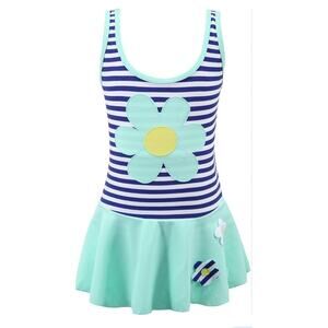 Landubi Girls Striped One Piece Swimsuit Dress Size 12 10733